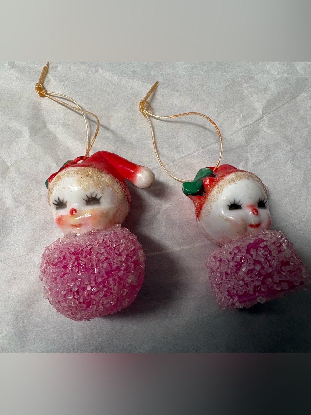 Vintage Candy Sugar Snow Baby Gumdrop Christmas Ornaments